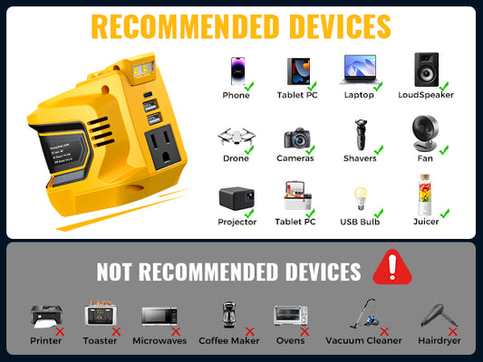 Alimentation portable JAUNE 13-en-1 avec batterie et chargeur