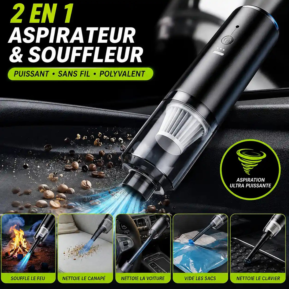 Aspirateur à main sans fil puisance toute-en-un T