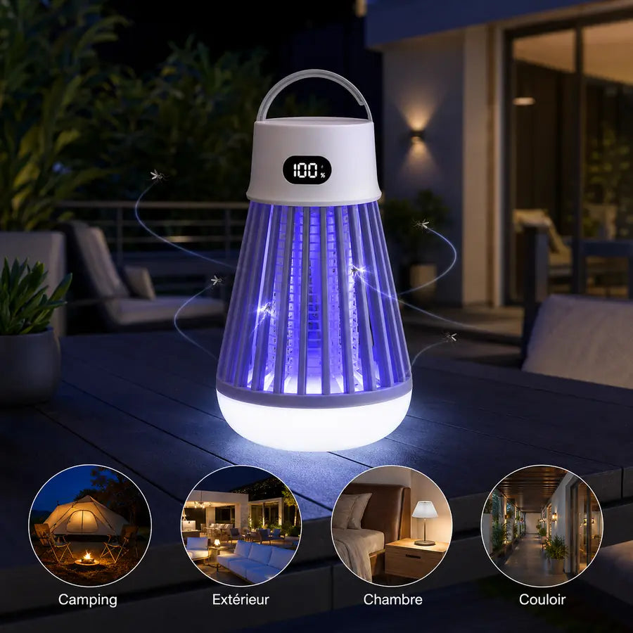 Lampeeeee LED piège électrique tueur moustique lumière bleu non toxique Lampe LED anti moustique 2 en 1