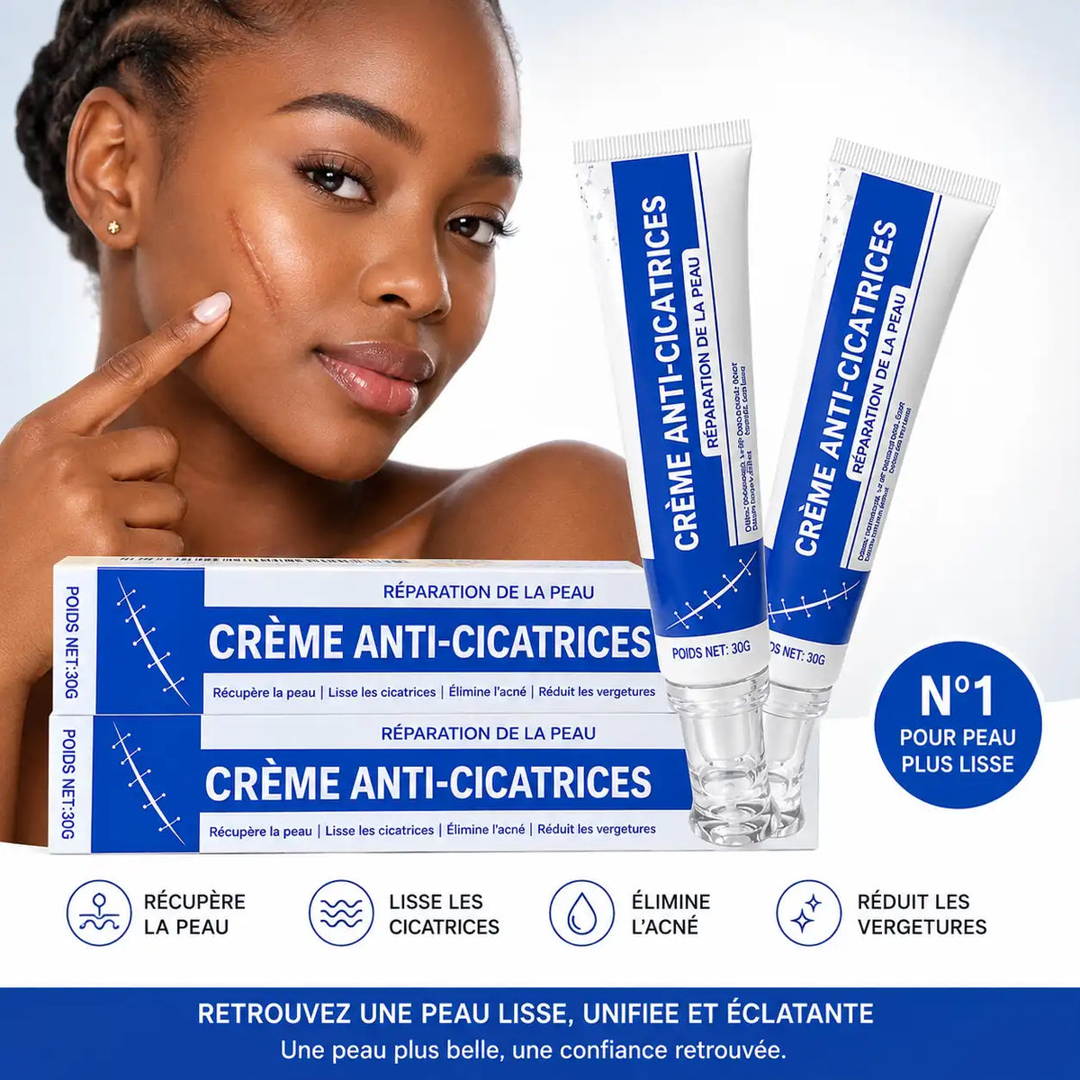 Crème Réparatrice Anti-Cicatrices — Retrouvez une Peau Plus Lisse